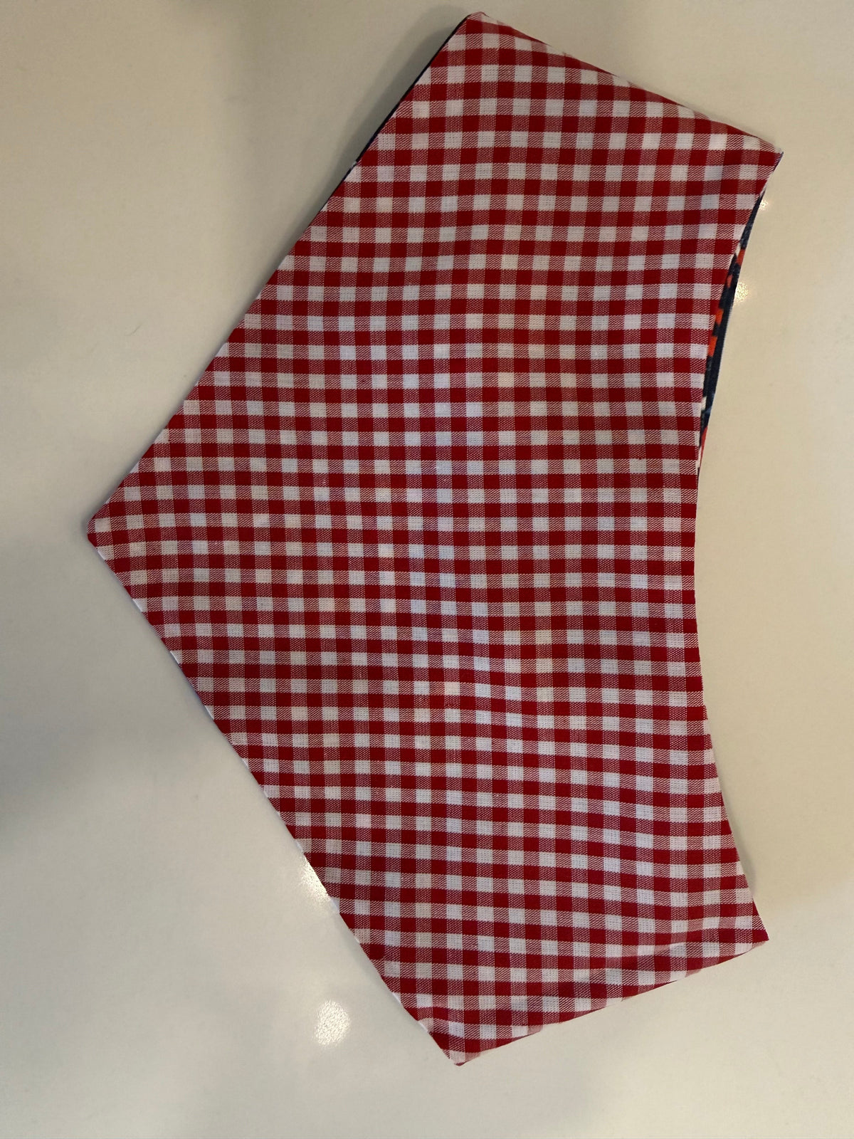 Fireworks Fetch reversible pet bandana red gingham reverse side