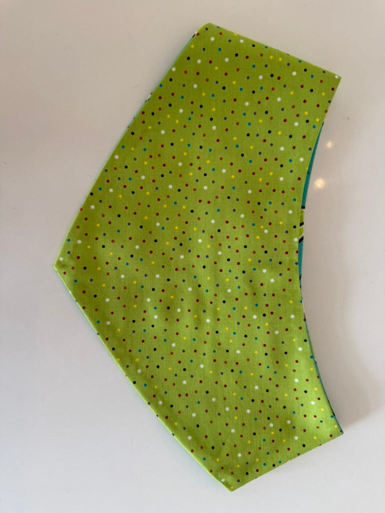 Margs and Mutts pet bandana lime green dotted side
