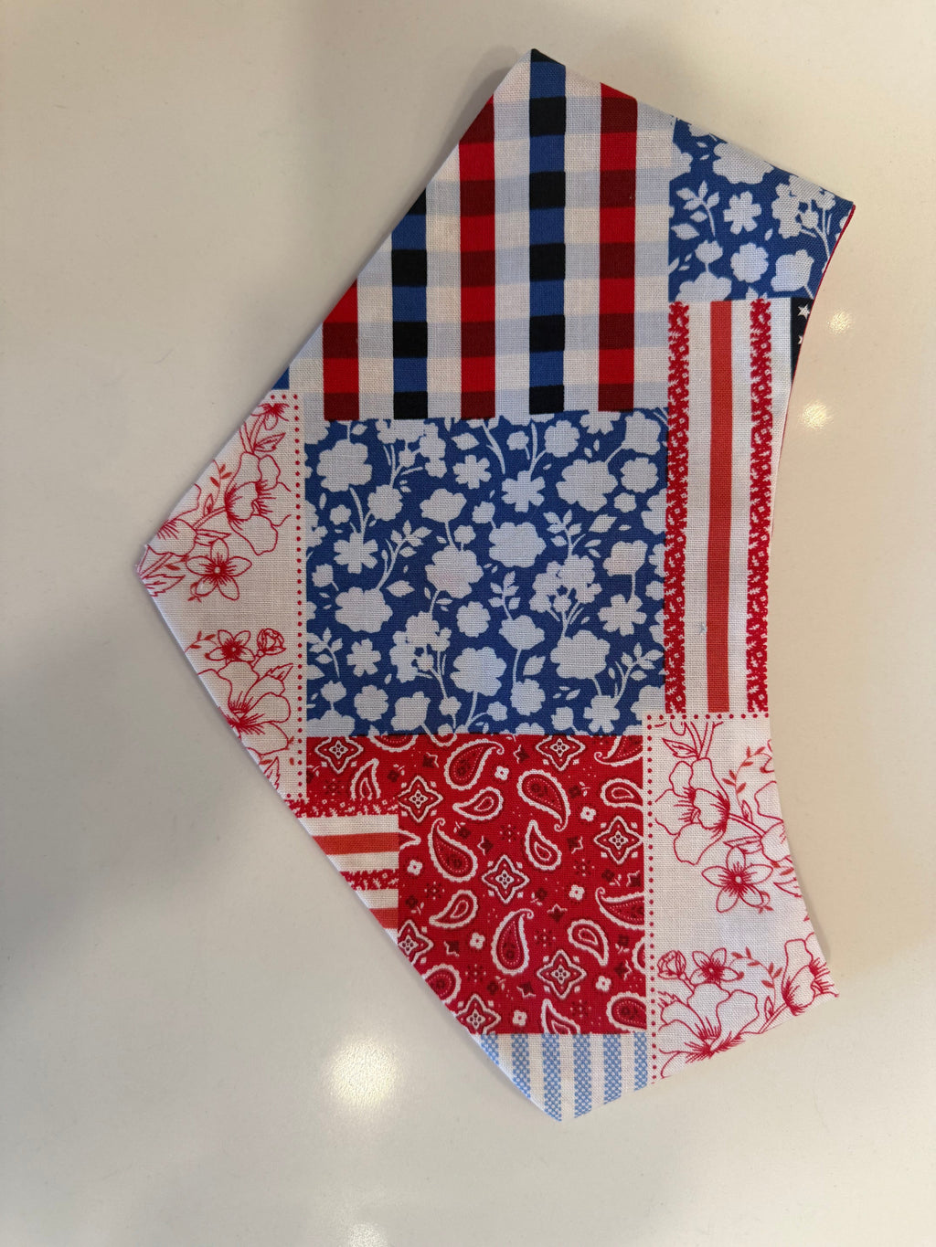 Patchwork Paws handmade pet bandana patriotic patchwork print