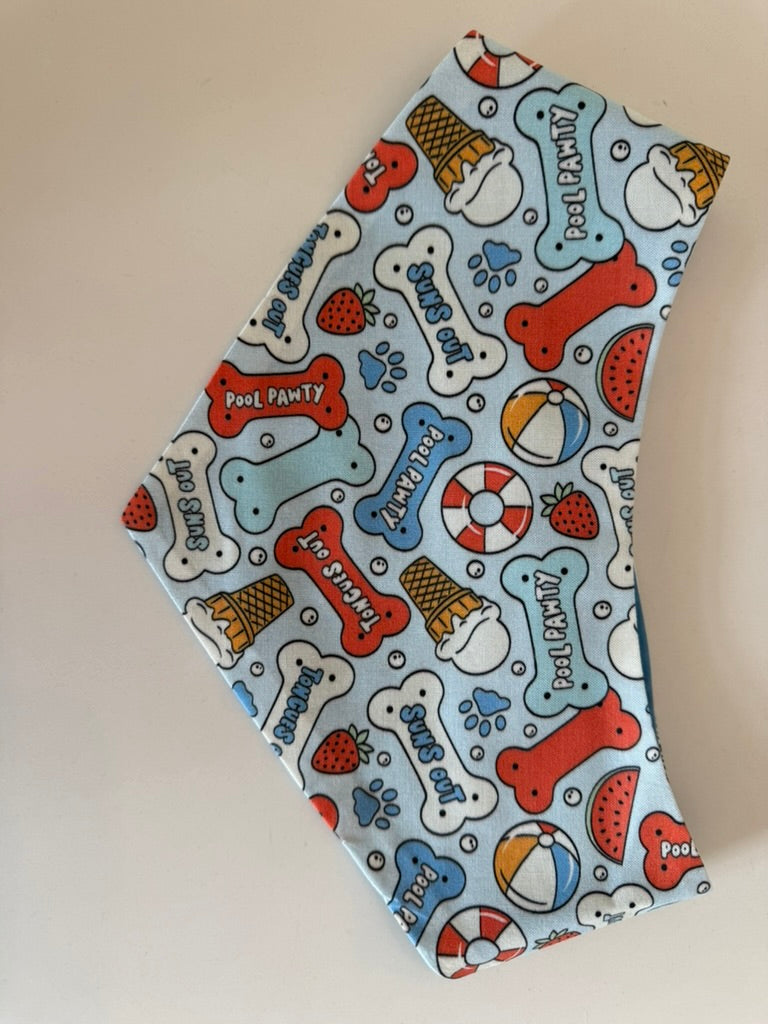 Pool Paw-ty reversible pet bandana pool party print side