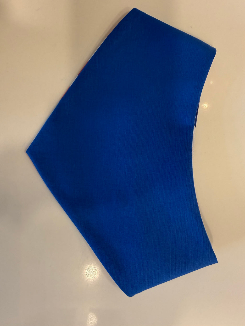 Red White and Woof reversible pet bandana solid blue reverse side