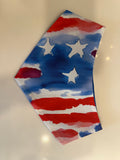 Red White and Woof handmade pet bandana watercolor stars and stripes side